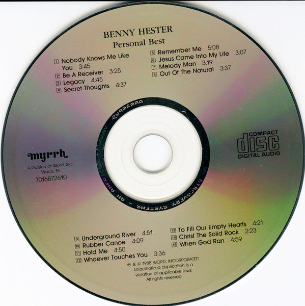 Benny Hester : Personal Best (CD, Album, Comp)