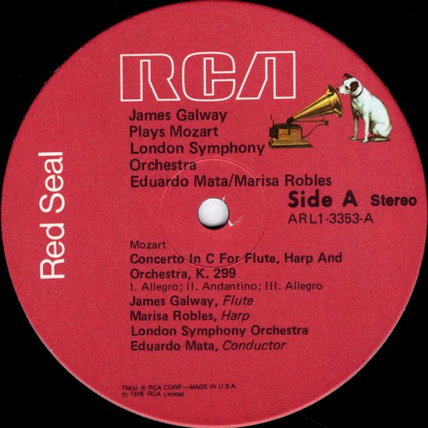 Wolfgang Amadeus Mozart, James Galway : James Galway Plays Mozart (LP, Album, RE)