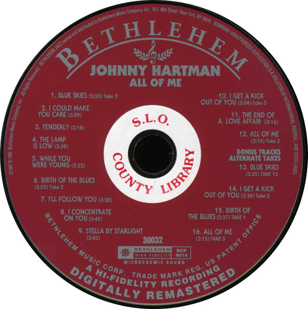 Johnny Hartman : All Of Me (CD, Album, RE, RM)