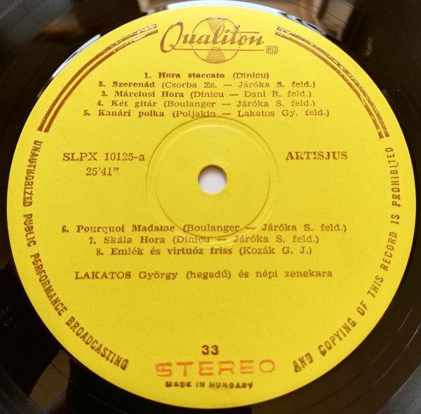 Lakatos György És Népi Zenekara : Czinka Panna Nótája  (LP, Album)