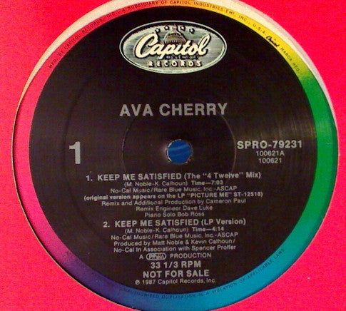 Ava Cherry : Keep Me Satisfied (12", Promo)