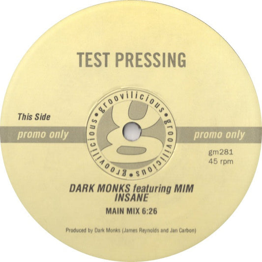 Dark Monks Featuring Mim : Insane (12", Promo, TP)