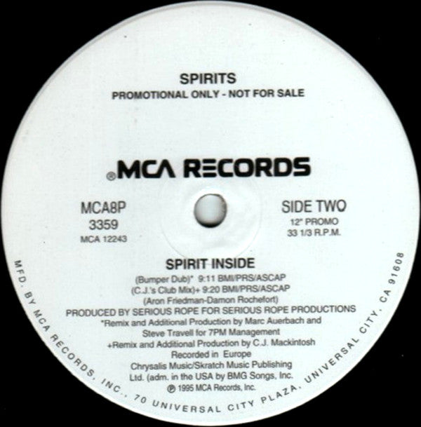 Spirits : Spirit Inside (12", Single, Promo)