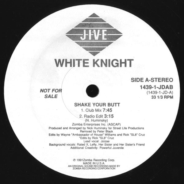 White Knight : Shake Your Butt / Yo Baby Yo (12", Promo)