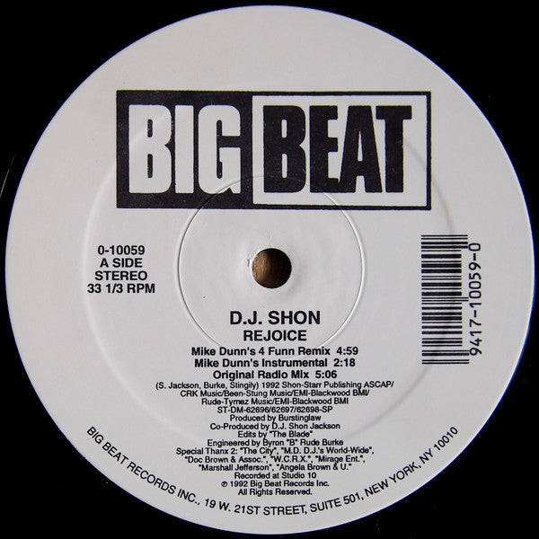 Ten City Presents DJ Shon : Rejoice (12")