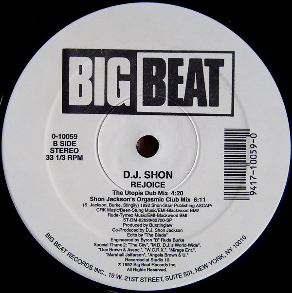 Ten City Presents DJ Shon : Rejoice (12")