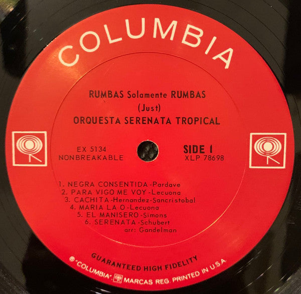 Orquestra Serenata Tropical : Rumbas Solamente Rumbas (Just) (LP, Album, Mono)
