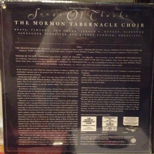 Mormon Tabernacle Choir : Songs Of Thanks (LP)