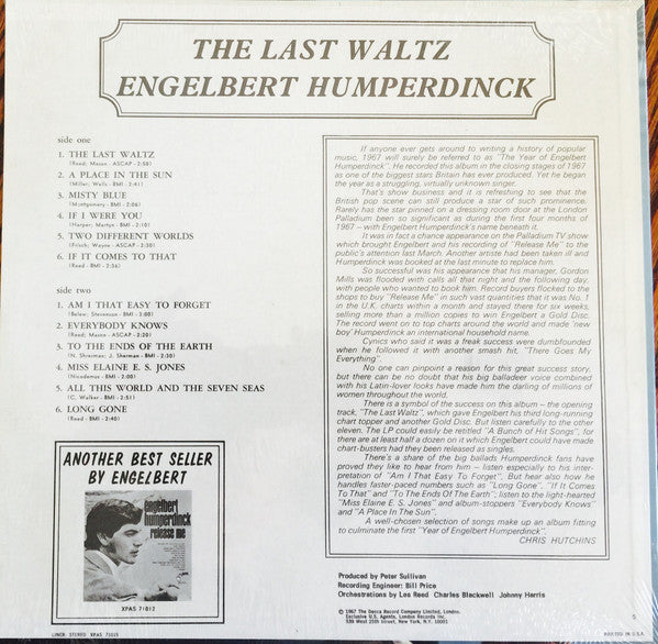 Engelbert Humperdinck : The Last Waltz (LP, Album, Wad)