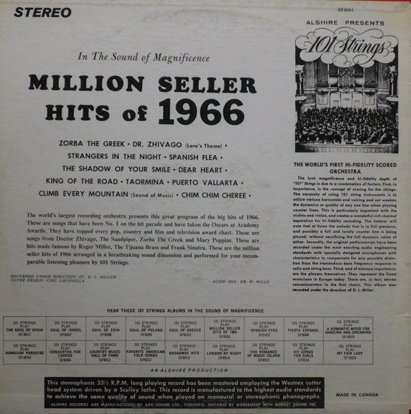 101 Strings : Million Seller Hits Of 1966 (LP, Album)