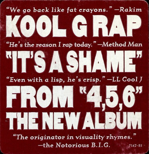 Kool G Rap : It's A Shame (12", Promo)