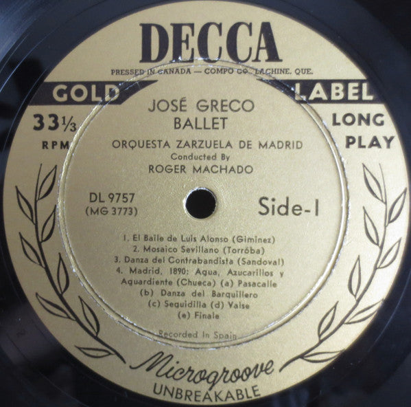 José Greco, Orquestra Zarzuela De Madrid : Ballet (LP, Album, Mono)