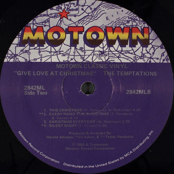 The Temptations : Give Love At Christmas (LP, Album, RE)