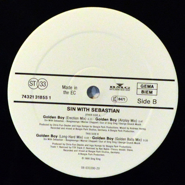 Sin With Sebastian : Golden Boy (12", Maxi)