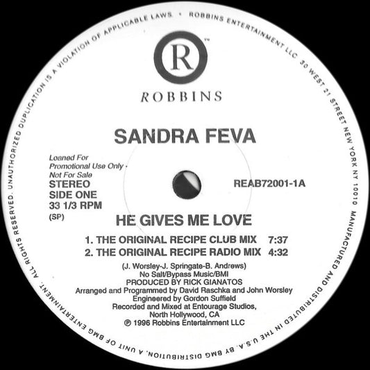 Sandra Feva : He Gives Me Love (12", Promo)