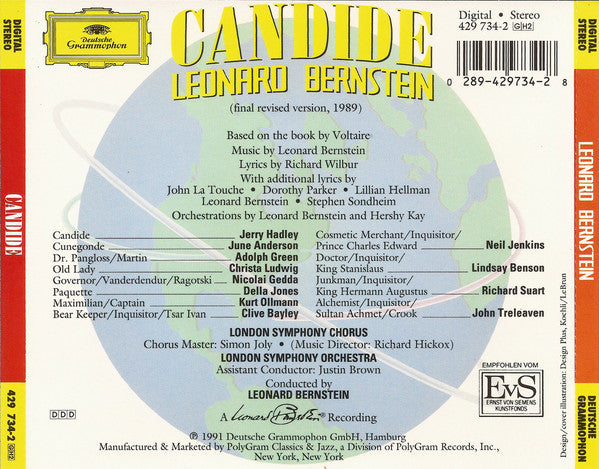 Leonard Bernstein, Jerry Hadley, June Anderson, Adolph Green, Christa Ludwig, Nicolai Gedda, Della Jones, Kurt Ollmann, London Symphony Orchestra & Chorus* : Candide (2xCD, Album)