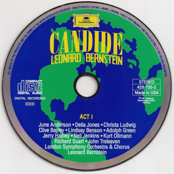 Leonard Bernstein, Jerry Hadley, June Anderson, Adolph Green, Christa Ludwig, Nicolai Gedda, Della Jones, Kurt Ollmann, London Symphony Orchestra & Chorus* : Candide (2xCD, Album)