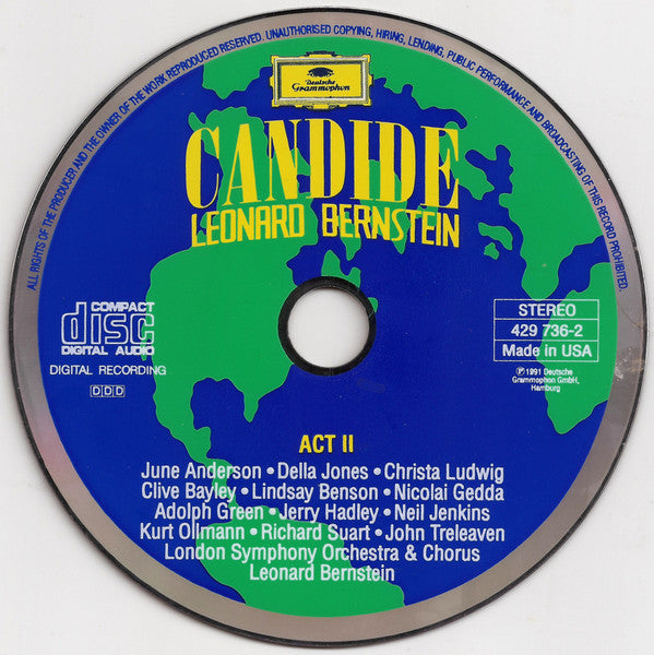 Leonard Bernstein, Jerry Hadley, June Anderson, Adolph Green, Christa Ludwig, Nicolai Gedda, Della Jones, Kurt Ollmann, London Symphony Orchestra & Chorus* : Candide (2xCD, Album)