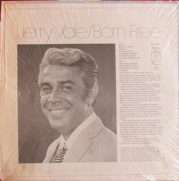 Jerry Vale : Born Free (LP, Album, Comp)