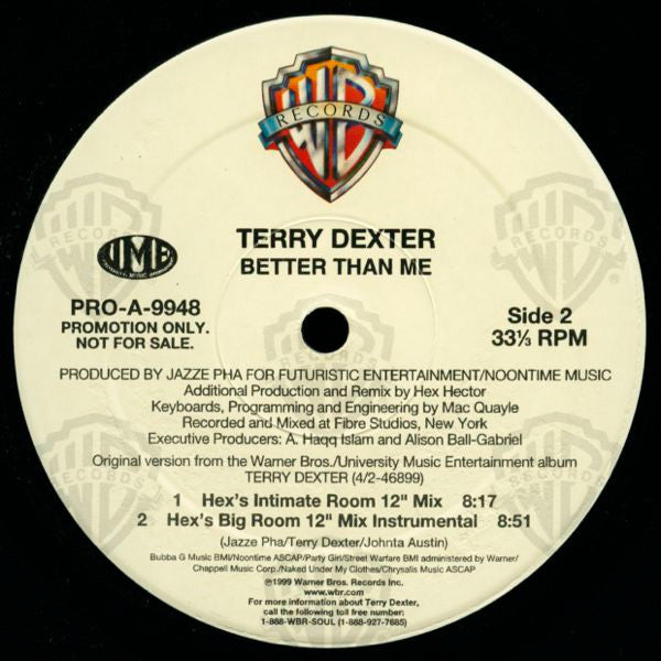 Terry Dexter : Better Than Me (Remixes By Hex Hector) (12", Promo)