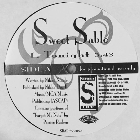 Sweet Sable : Tonight (12", Promo)