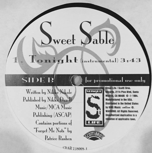 Sweet Sable : Tonight (12", Promo)