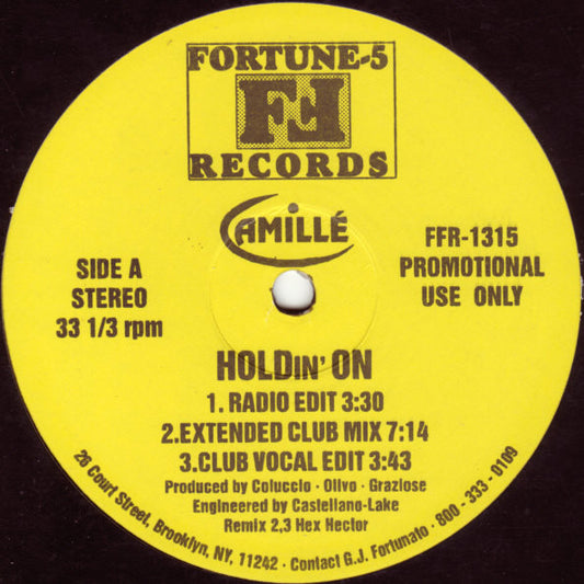 Camillé : Holdin' On (12", Maxi, Promo)