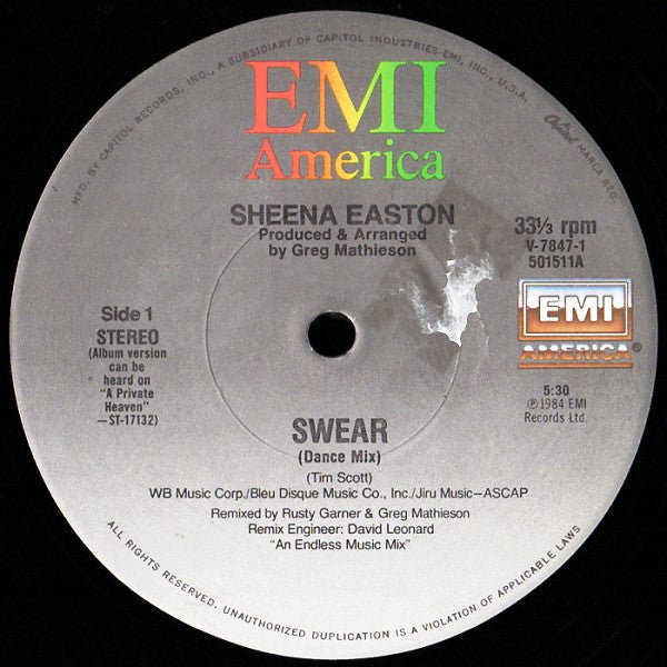 Sheena Easton : Swear (12")