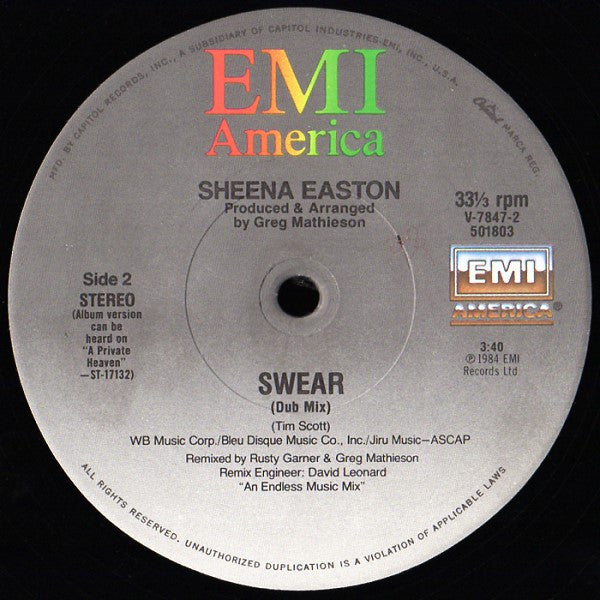 Sheena Easton : Swear (12")