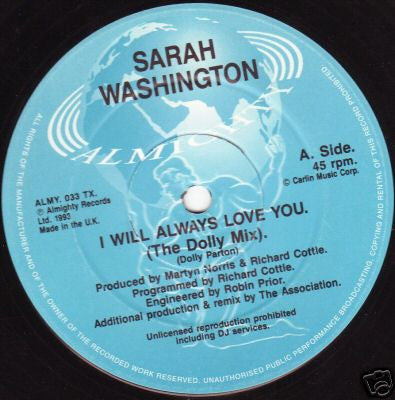 Sarah Washington : I Will Always Love You (Dolly Mix) (12")