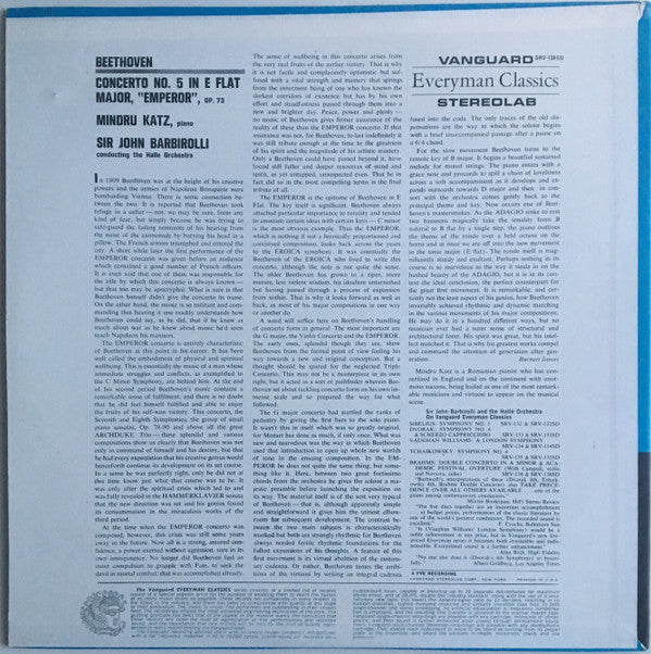 Ludwig van Beethoven : Beethoven Piano Concerto No. 5 In E Flat Major, Op. 73 "Emperor" (LP, Album)