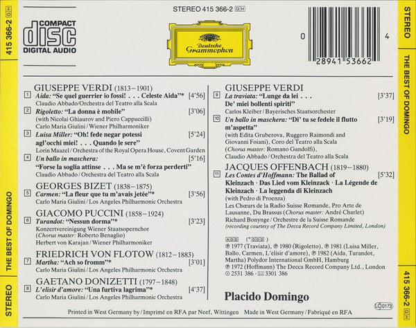 Placido Domingo : The Best Of Domingo (CD, Comp)