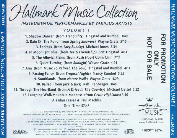 Various : Hallmark Music Collection (Relaxing Instrumental Music • Volume 1) (CD, Comp, Promo)