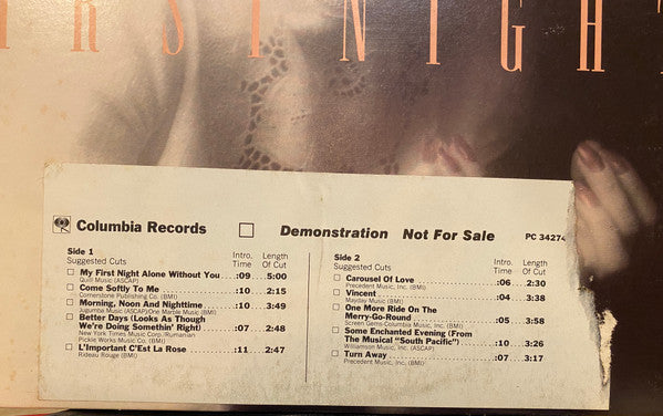 Jane Olivor : First Night (LP, Album, Promo)