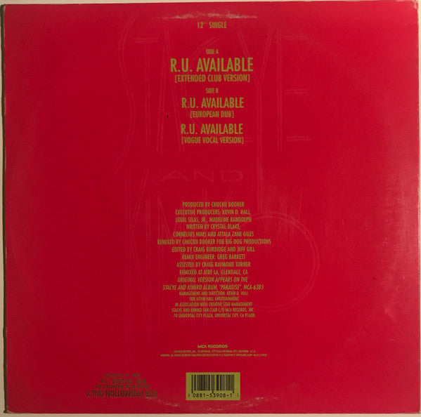 Stacye And Kimiko : R.U. Available (12", Single)
