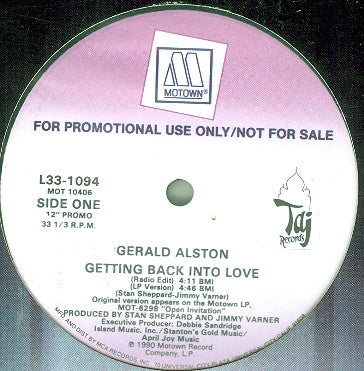 Gerald Alston : Getting Back Into Love (12", Promo)