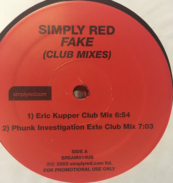 Simply Red : Fake (Club Mixes) (2x12", Promo)
