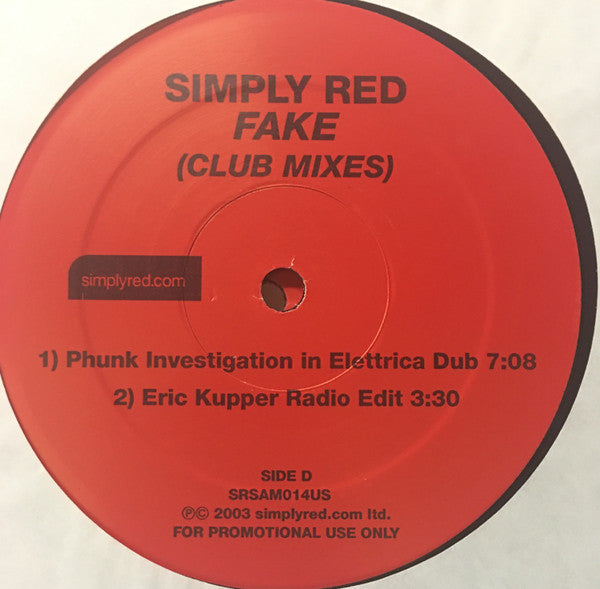 Simply Red : Fake (Club Mixes) (2x12", Promo)