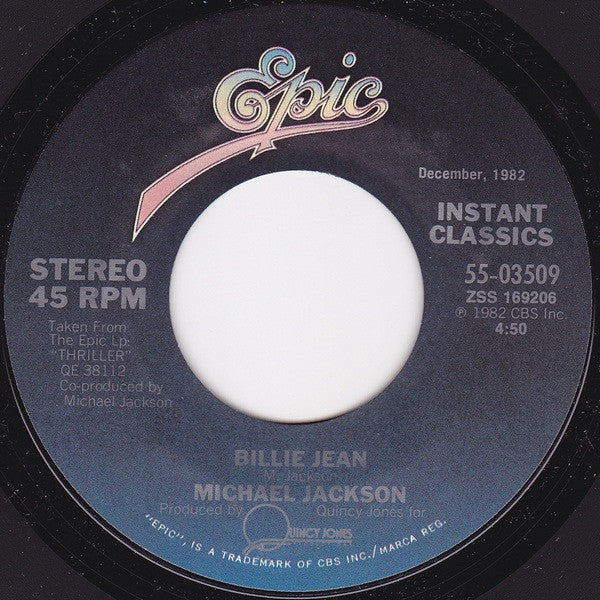 Michael Jackson : Billie Jean / Can't Get Outta The Rain (7", Single, RE, Styrene, Pit)