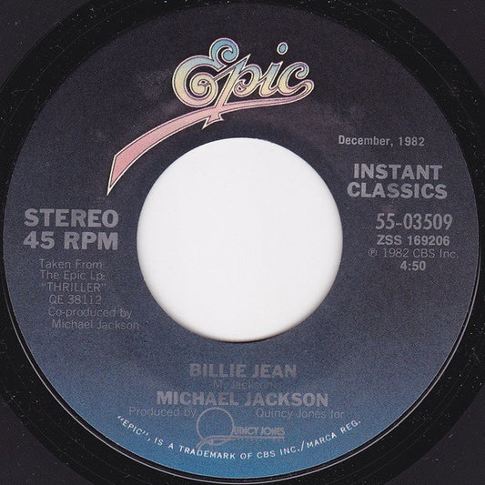 Michael Jackson : Billie Jean / Can't Get Outta The Rain (7", Single, RE, Styrene, Pit)
