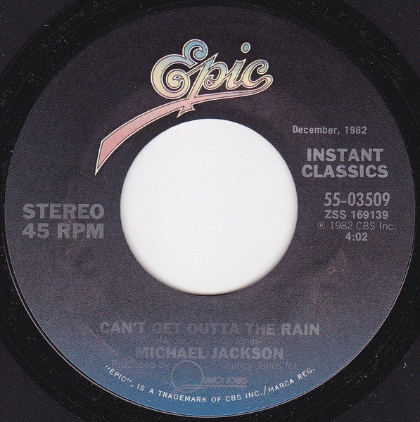 Michael Jackson : Billie Jean / Can't Get Outta The Rain (7", Single, RE, Styrene, Pit)