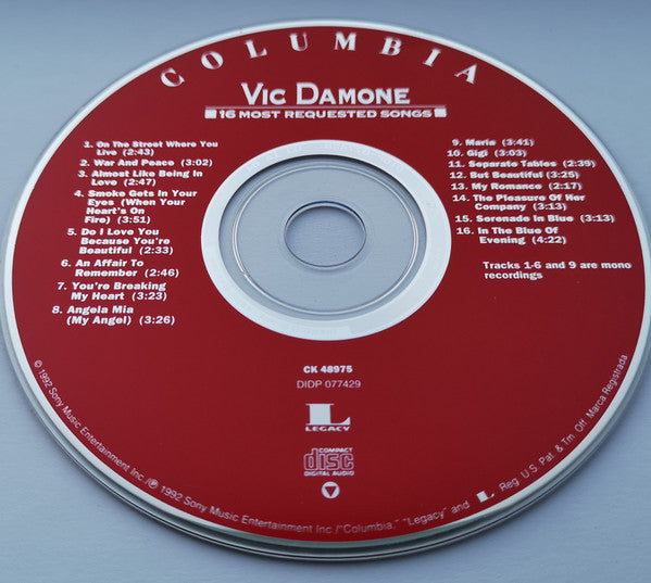 Vic Damone : 16 Most Requested Songs (CD, Comp, RE)