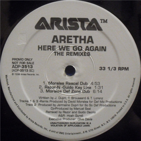 Aretha Franklin : Here We Go Again (The Remixes) (2x12", Promo)