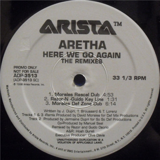 Aretha Franklin : Here We Go Again (The Remixes) (2x12", Promo)