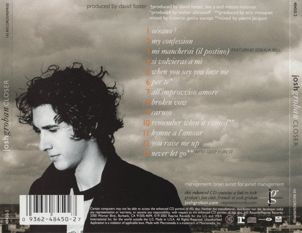 Josh Groban : Closer (CD, Album, Enh)