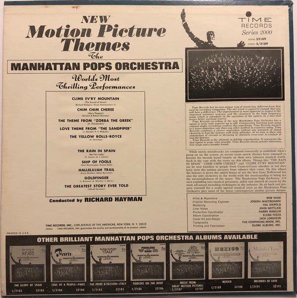 The Manhattan Pops Orchestra : New Motion Picture Themes (LP, Album)