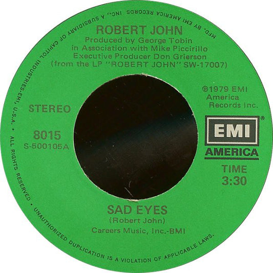 Robert John : Sad Eyes (7", Single, Win)