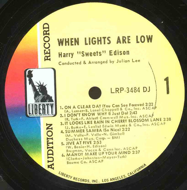 Harry Edison : When Lights Are Low (LP, Album, Mono, Promo)
