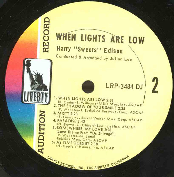 Harry Edison : When Lights Are Low (LP, Album, Mono, Promo)