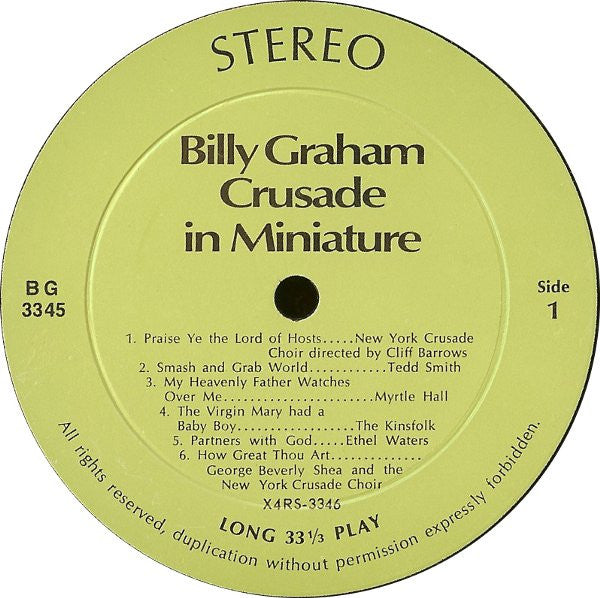 Various : Billy Graham - Crusade In Miniature (LP, Album)
